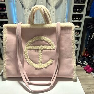 Telfar Pink Cream Tote Bag with Circular Logo